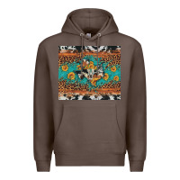 Coffee bull skull texas map sunflower leopard cowhide Premium Hoodie - Artiststas