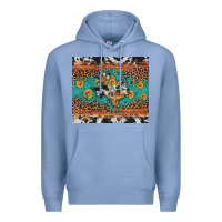 Colony Blue bull skull texas map sunflower leopard cowhide Premium Hoodie - Artiststas