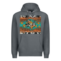Rock bull skull texas map sunflower leopard cowhide Premium Hoodie - Artiststas