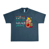 Midnight Navy Coffee Gives Me Teacher Powers Urban Heavy Tee - CowhideDigitalArt