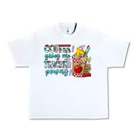 White Coffee Gives Me Teacher Powers Urban Heavy Tee - CowhideDigitalArt