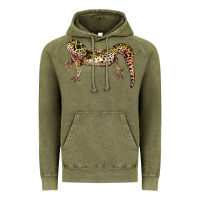 Vintage Olive Gecko Lizard Illustrations Vintage Hoodie - LillyAllenDesigns