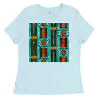 Baby Blue native american aztec seamless pattern 5 Ladies Tee - BundleAndBundleShop