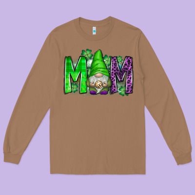 St Patricks Day Mom Gnome Long Sleeve Tee Designed By Cowhidedigitalart