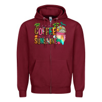 Burgundy iced coffee and sunshine summer Zipper Hoodie - Jasminsmagicworld