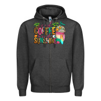 Charcoal Heather iced coffee and sunshine summer Zipper Hoodie - Jasminsmagicworld