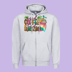 Iced Coffee And Sunshine Summer Zipper Hoodie Designed By Jasminsmagicworld