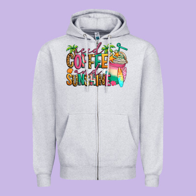 Iced Coffee And Sunshine Summer Zipper Hoodie Designed By Jasminsmagicworld