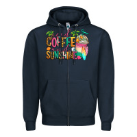 Navy iced coffee and sunshine summer Zipper Hoodie - Jasminsmagicworld