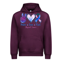 Mauve Wine Peace Love Cure Thyroid Cancer Urban Hoodie - Jasminsmagicworld