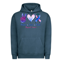 Pigment Midnight Navy Peace Love Cure Thyroid Cancer Urban Hoodie - Jasminsmagicworld