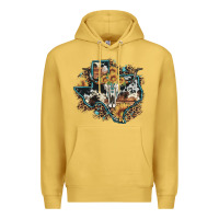 Antique Gold bull skull leopard cowhide sunflower texas map Premium Hoodie - Artiststas