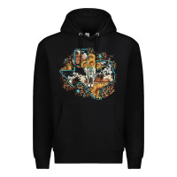 Black bull skull leopard cowhide sunflower texas map Premium Hoodie - Artiststas