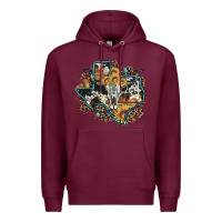 Burgundy bull skull leopard cowhide sunflower texas map Premium Hoodie - Artiststas