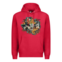 Cardinal bull skull leopard cowhide sunflower texas map Premium Hoodie - Artiststas