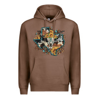 Chestnut bull skull leopard cowhide sunflower texas map Premium Hoodie - Artiststas