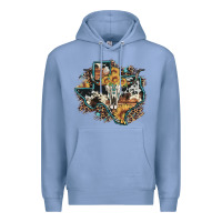 Colony Blue bull skull leopard cowhide sunflower texas map Premium Hoodie - Artiststas