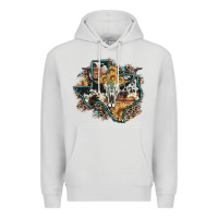Dove Grey bull skull leopard cowhide sunflower texas map Premium Hoodie - Artiststas
