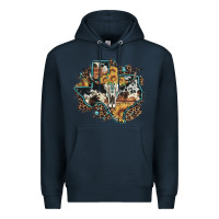 Navy bull skull leopard cowhide sunflower texas map Premium Hoodie - Artiststas