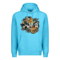 Ocean Blue bull skull leopard cowhide sunflower texas map Premium Hoodie - Artiststas