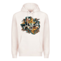 Pale Pink bull skull leopard cowhide sunflower texas map Premium Hoodie - Artiststas