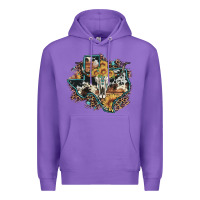 Purple bull skull leopard cowhide sunflower texas map Premium Hoodie - Artiststas