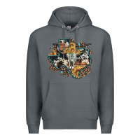 Rock bull skull leopard cowhide sunflower texas map Premium Hoodie - Artiststas