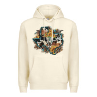 Sandshell bull skull leopard cowhide sunflower texas map Premium Hoodie - Artiststas