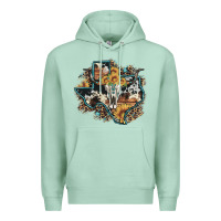 Seafoam bull skull leopard cowhide sunflower texas map Premium Hoodie - Artiststas