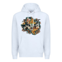 White bull skull leopard cowhide sunflower texas map Premium Hoodie - Artiststas