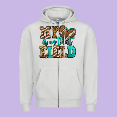 My Heart Is On That Field American Football Zipper Hoodie Designed By Jasminsmagicworld