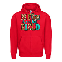 Red my heart is on that field american football Zipper Hoodie - Jasminsmagicworld