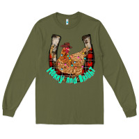 Army Green horseshoe chicken Long Sleeve Tee - CowhideDigitalArt