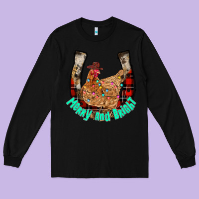 Horseshoe Chicken Long Sleeve Tee Designed By Cowhidedigitalart