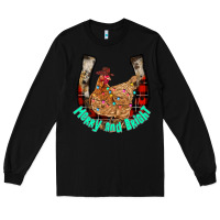 Black horseshoe chicken Long Sleeve Tee - CowhideDigitalArt