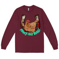 Burgundy horseshoe chicken Long Sleeve Tee - CowhideDigitalArt