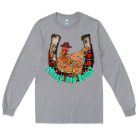 Heather Grey horseshoe chicken Long Sleeve Tee - CowhideDigitalArt