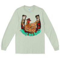 Matcha horseshoe chicken Long Sleeve Tee - CowhideDigitalArt