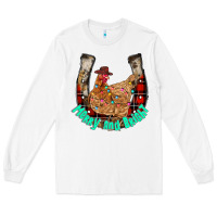 White horseshoe chicken Long Sleeve Tee - CowhideDigitalArt