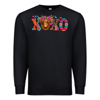 Black xoxo valentine's day highland cow Premium Sweatshirt - Jasminsmagicworld