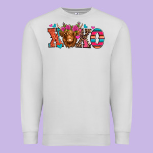 Xoxo Valentine's Day Highland Cow Premium Sweatshirt Designed By Jasminsmagicworld