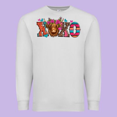 Xoxo Valentine's Day Highland Cow Premium Sweatshirt Designed By Jasminsmagicworld