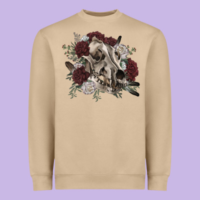 Floral Boho Wolf Skull Heavyweight Sweatshirt Designed By Ranaportraitstore
