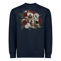Navy Floral boho wolf skull Heavyweight Sweatshirt - RanaPortraitStore