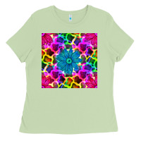 Matcha neon cowhide with flower seamless pattern Ladies Tee - BundleAndBundleShop