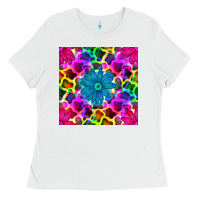 Neon Cowhide With Flower Seamless Pattern Ladies Tee | Teevron