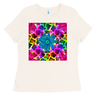 Bone neon cowhide with flower seamless pattern Ladies Tee - BundleAndBundleShop