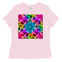 Bubblegum Pink neon cowhide with flower seamless pattern Ladies Tee - BundleAndBundleShop
