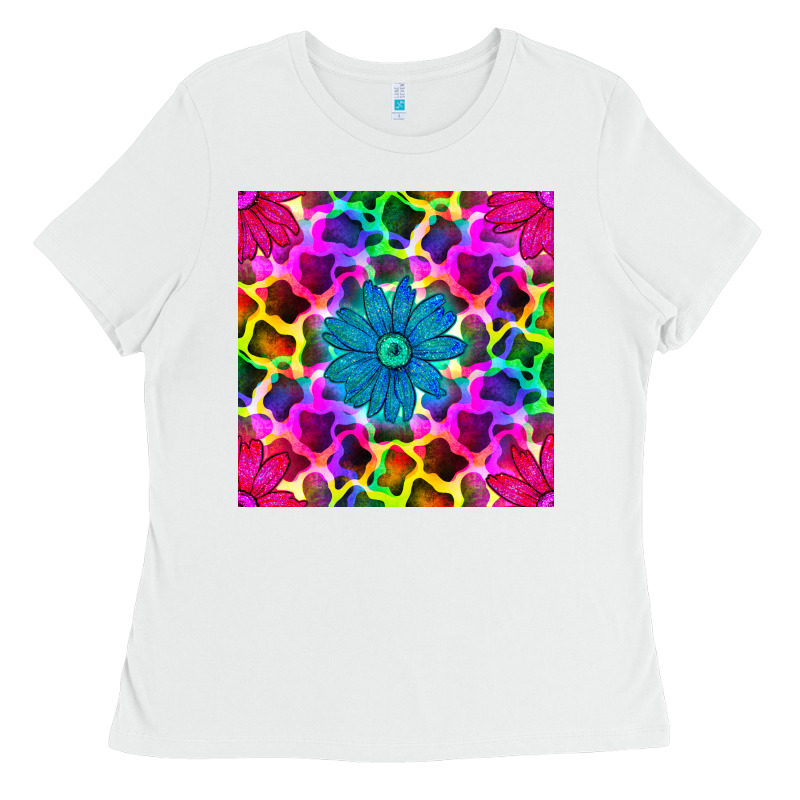 Neon Cowhide With Flower Seamless Pattern Ladies Tee by BundleAndBundleShop | Teevron