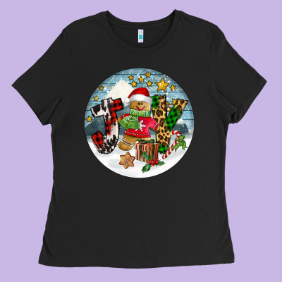 Joy Gingerbread Ladies Tee Designed By Fadigitalartstudio